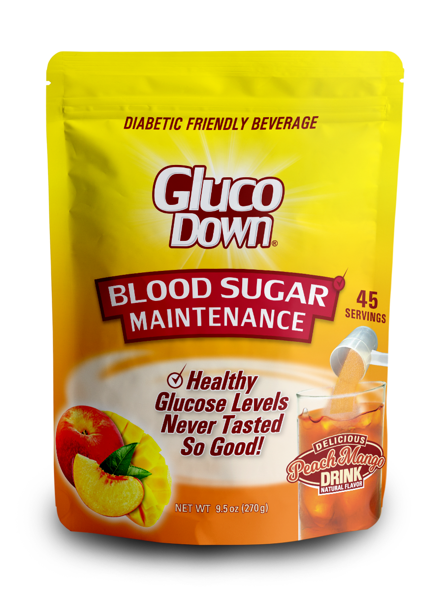 GLUCODOWN® Diabetic Friendly Beverage, Maintain Healthy Blood Sugar, Delicious Peach Mango (45-Servings)