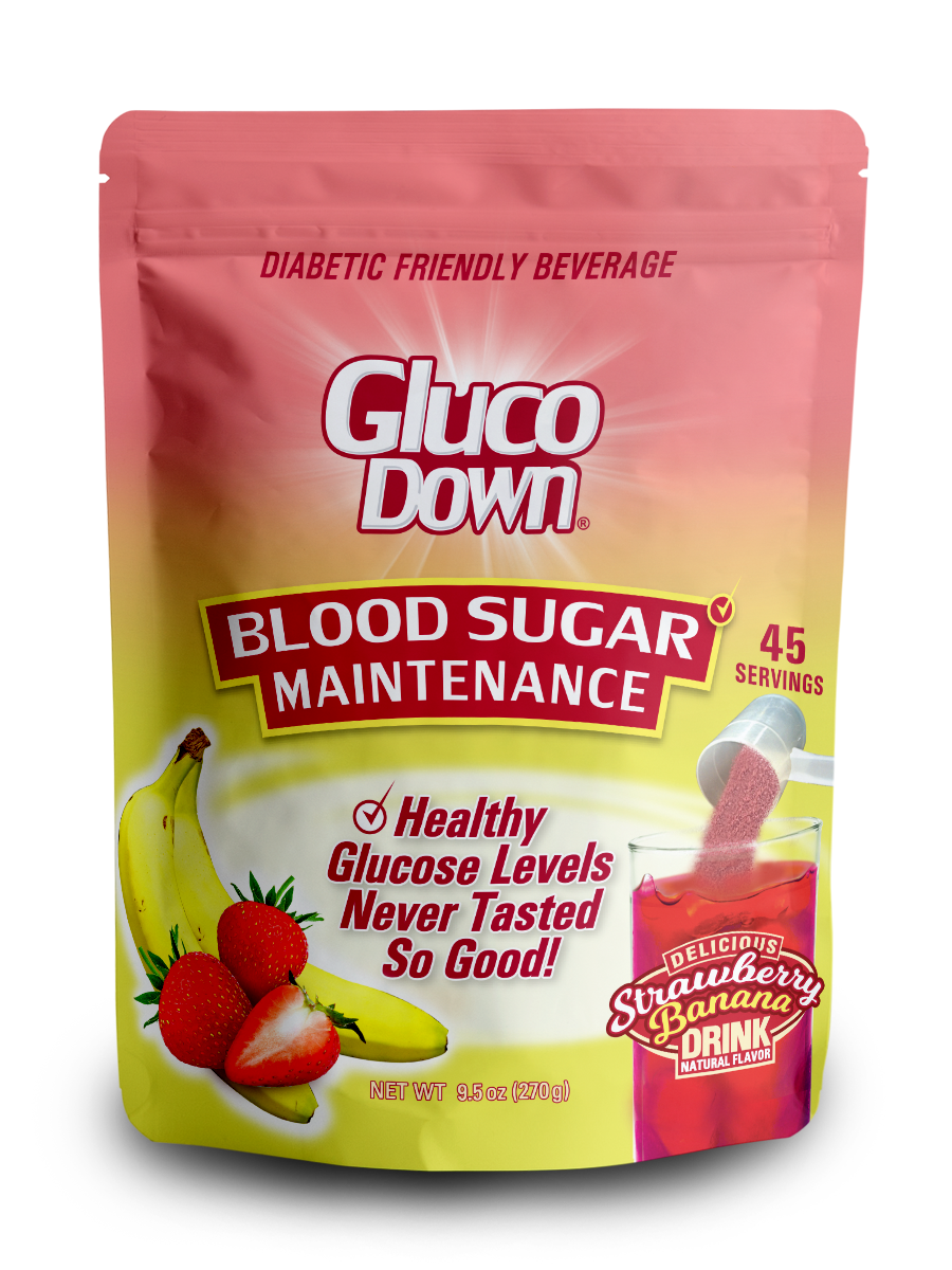 GLUCODOWN® Diabetic Friendly Beverage, Maintain Healthy Blood Sugar, Delicious Strawberry Banana (45-Servings)
