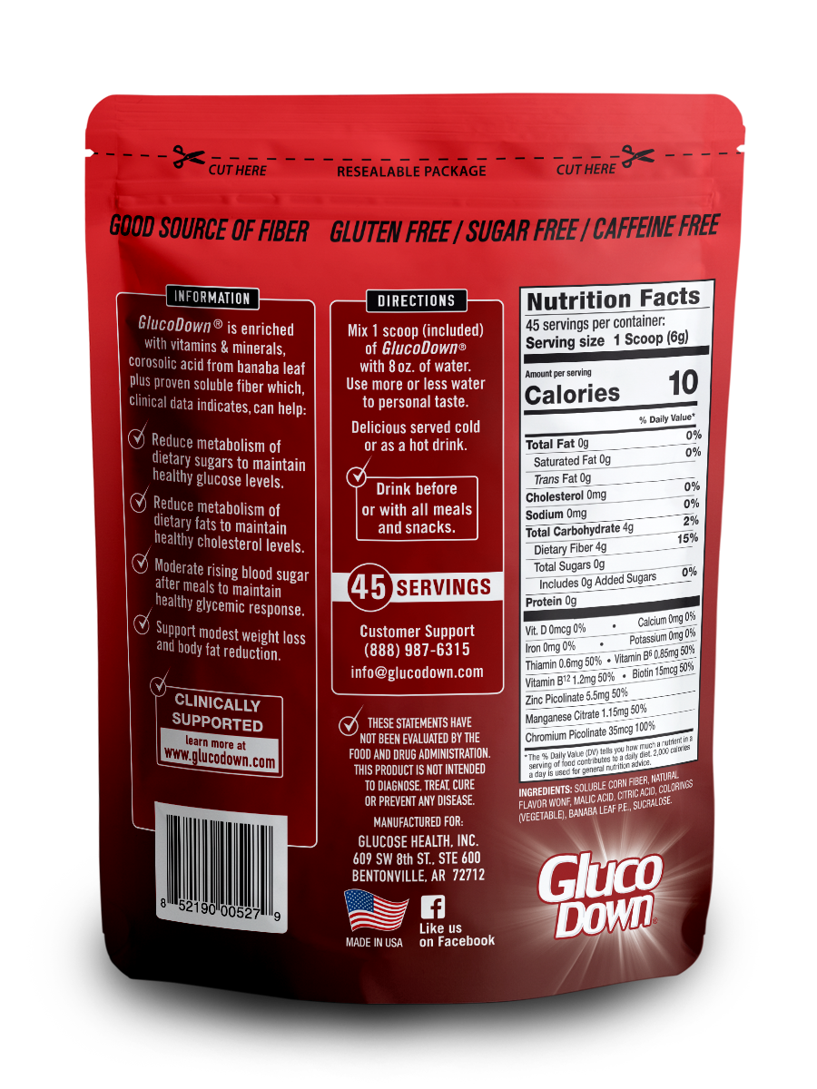 GLUCODOWN® Diabetic Friendly Beverage, Maintain Healthy Blood Sugar, Delicious Cherry (45-Servings)