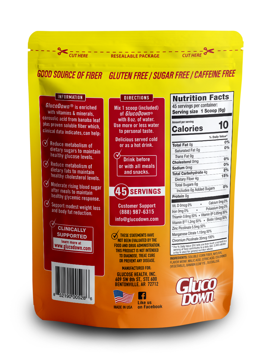 GLUCODOWN® Diabetic Friendly Beverage, Maintain Healthy Blood Sugar, Delicious Peach Mango (45-Servings)