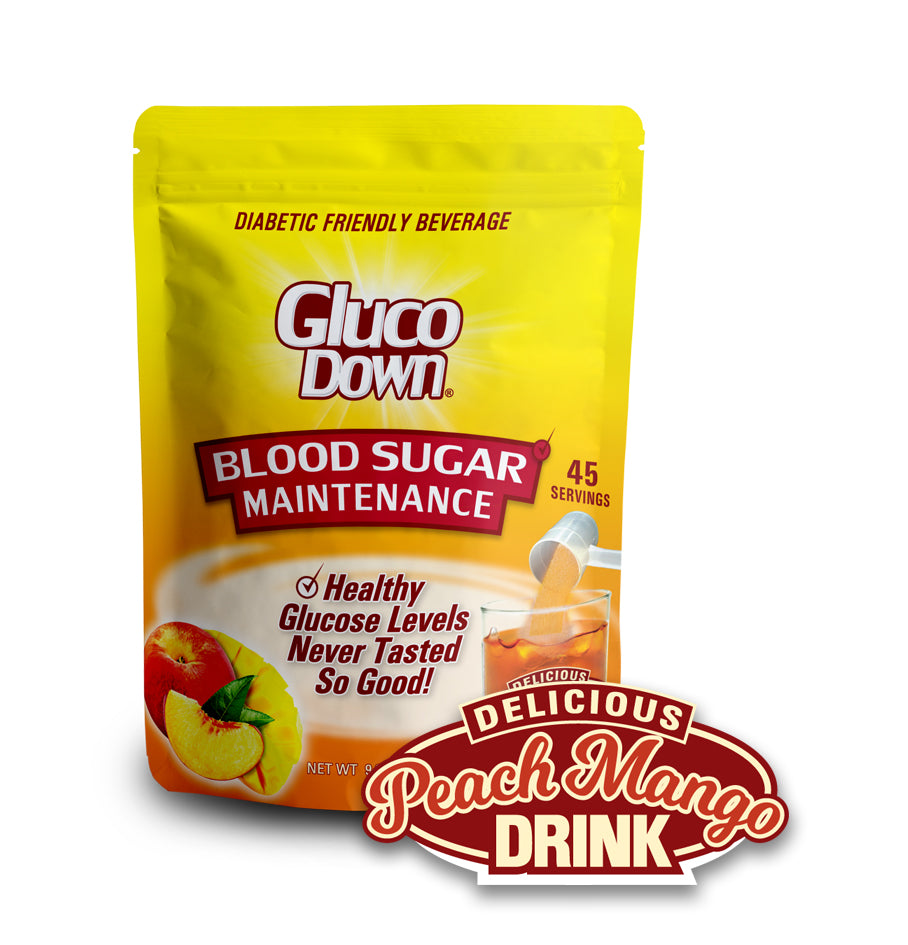 GLUCODOWN® Diabetic Friendly Beverage, Maintain Healthy Blood Sugar, Delicious Peach Mango (45-Servings)